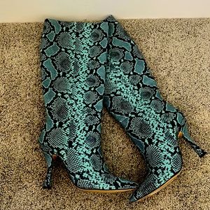 Teal and Black Boots